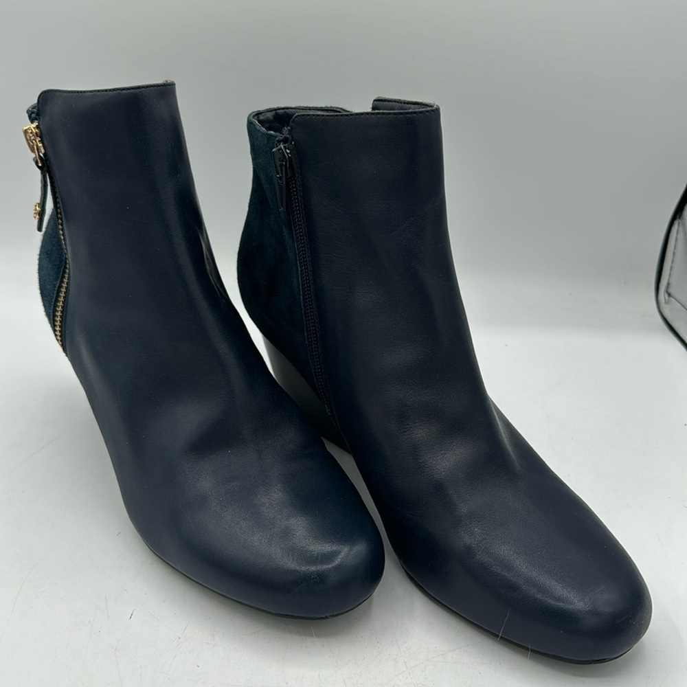 Isaac MixrahiLive! Blue Suede/Leather booties Sz 10 New without box